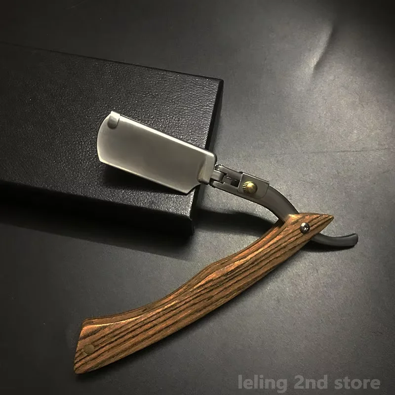 Pisau cukur alis pegangan kayu, alat cukur tukang cukur profesional, pisau cukur alis dapat diganti, hadiah pria