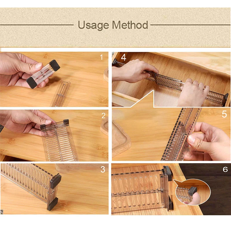 2ชิ้นตัวแยกที่เก็บเครื่องครัว DIY kamar จัดระเบียบลิ้นชักแบบปรับได้