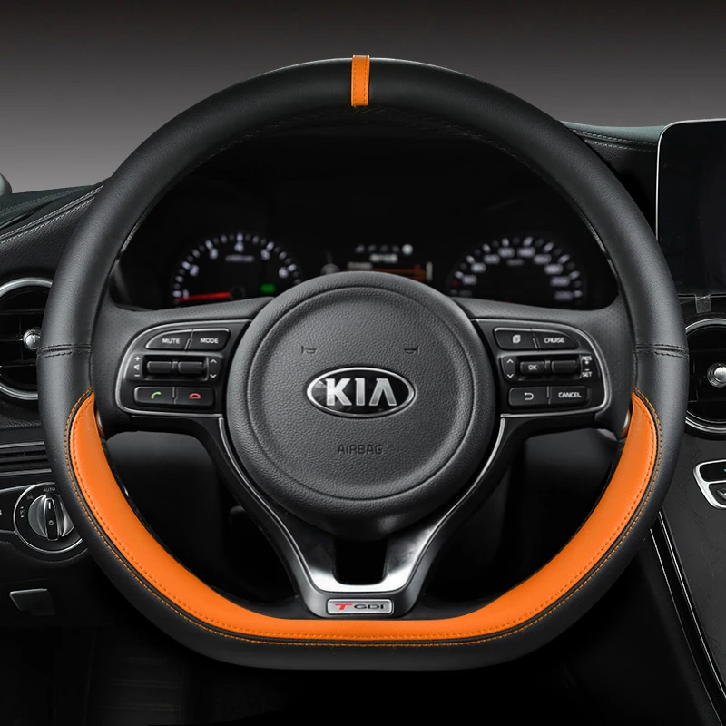 D Shape Car Steering Wheel Cover For Kia K5 Ceed GT Stonic Proceed Sportage 2021 2020 2019 Auto Accessories 2018 2017 GT Sport