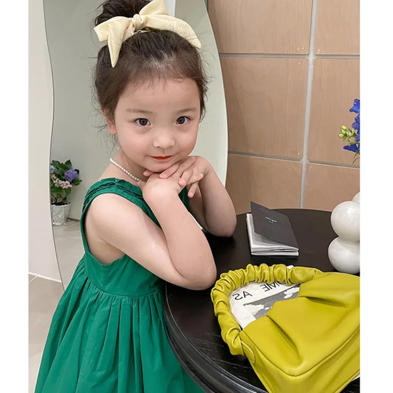 Kids Clothes Green Dress Girls Sweet Princess Green Sleeveless Beautiful Dress Children\'s Dress