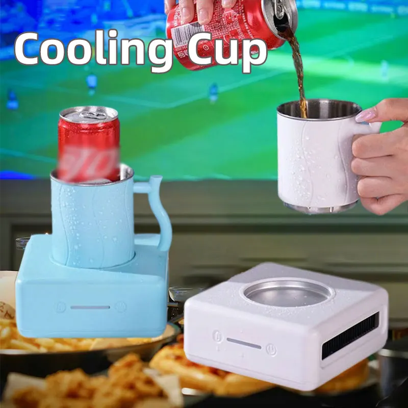 Mini taza de enfriamiento rápido para cerveza, refrigerador eléctrico portátil, refrigerador de bebidas para oficina, contacto de alimentos, acero inoxidable 304, 4 velocidades