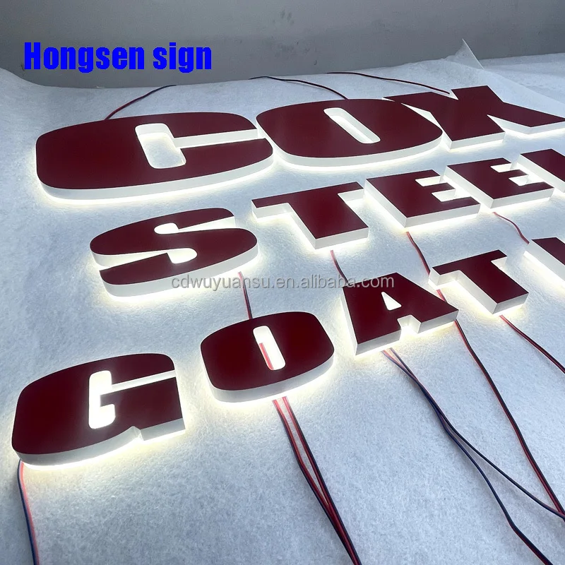 Hongsen custom led Stainless steel logo letters led signs outdoor