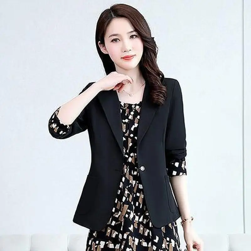 Women\'s Fashion Suit Set 2022 Fall New Casual Blazers Jacket Dress Two Piece Korean Elegant Vintage Floral Sling Midi Skirt Suit