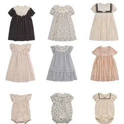 ss26 lou kids dress for girls cute embroidery short sleeve princess dresses
