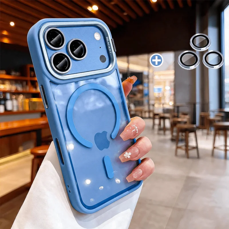 Luxuriöse Linsen-Metallhalterung Transparente Magnetische Hülle für iPhone 18 17 16 15 14 13 Pro Max für Magsafe Stoßfeste Klare Rückabdeckung – Detail 12