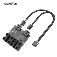 Rocketek USB 9pin Expansion Card Male 1 To 2 / 4 Female Extension Cable Adapter Circuit Board 2.0 HUB for Desktop Motherboard