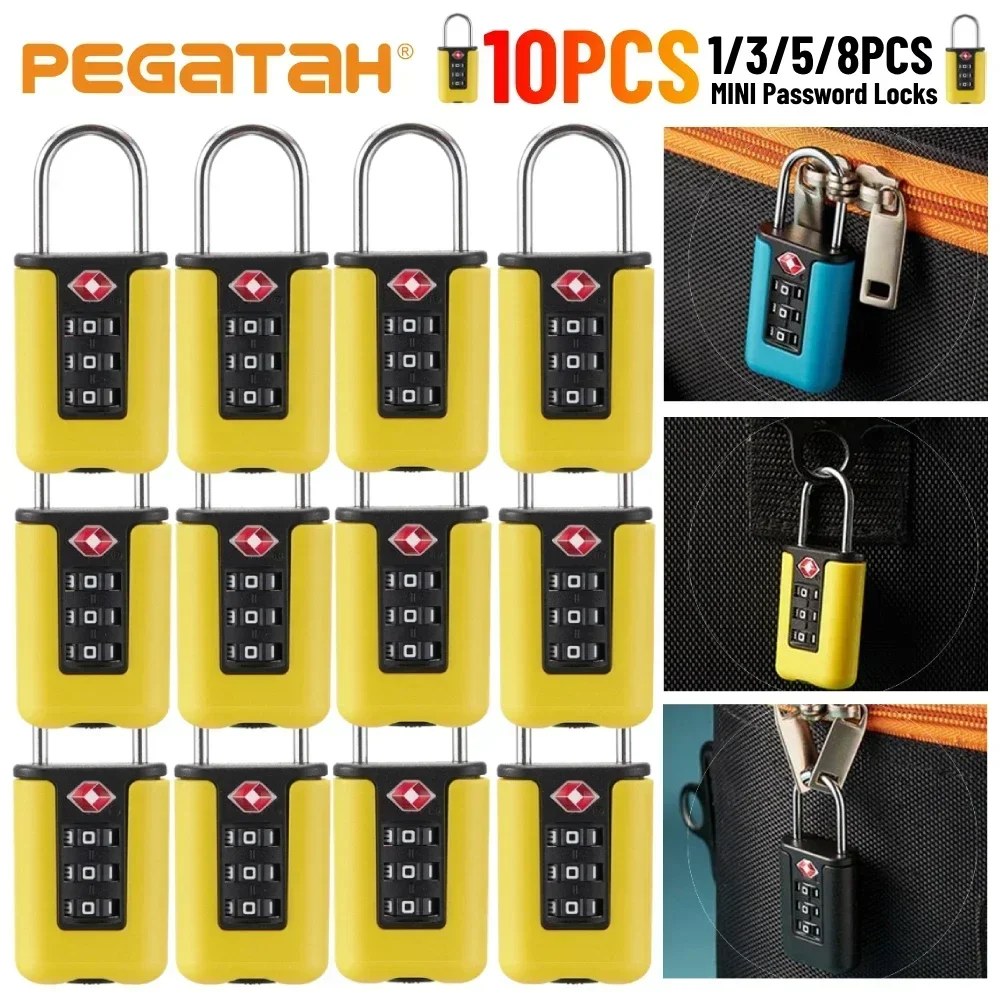 1-10PCS Mini Padlock Password Locks 3 Digit Code Lock Number Password Outdoor Waterproof Security Lock for Travel Suitcase Bag