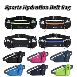 Hydration Running Belt with Bottles Multiple Pockets Running Pouch Belt Adjustable Strap Exercise Waist Pouch for Outdoor Sports