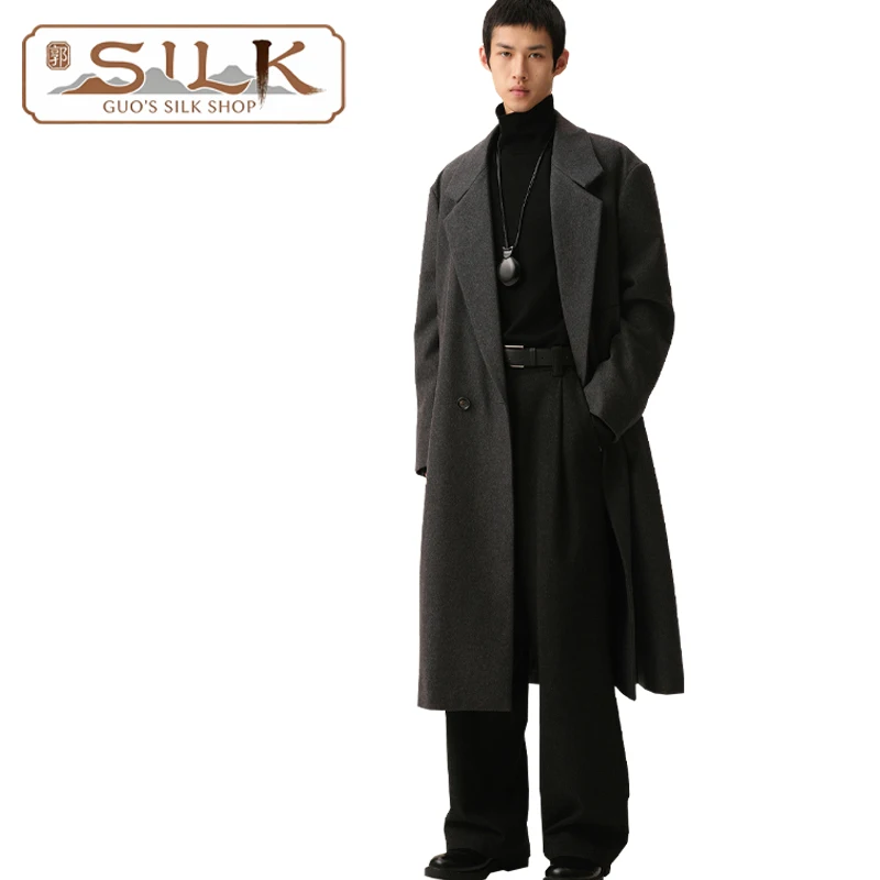 

Autumn Winter Double-sided Wool Men's Coat, Collared Suit Jacket, Cashmere Coat, Elegant Men's Clothing, Comfortable and Warm