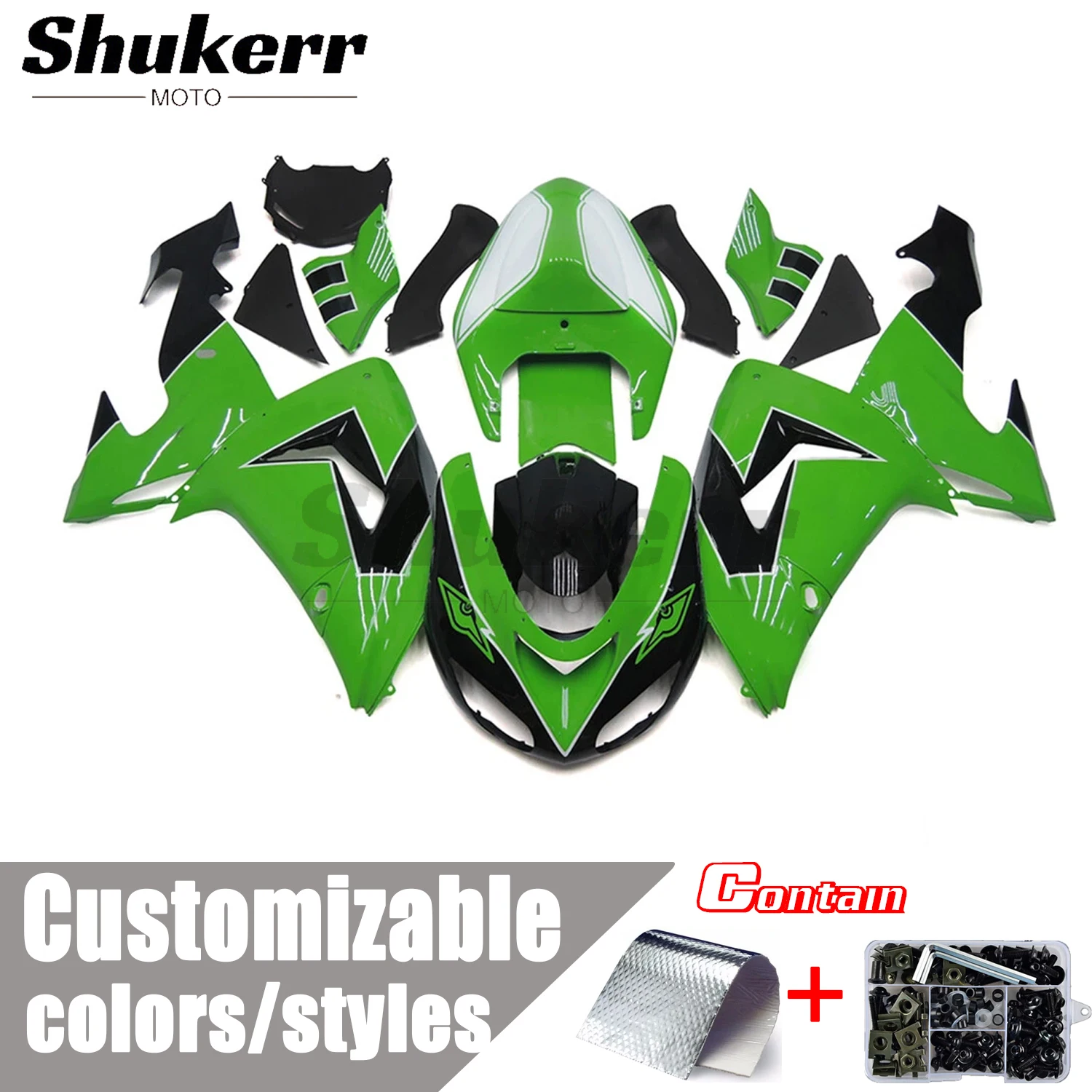 

New Abs Motorcycle Plastic Fairing Kit Injection Mold Bodywork Panel Kit Fit for Kawasaki Ninja Zx-10R Zx10R 2006 - 2007 Green