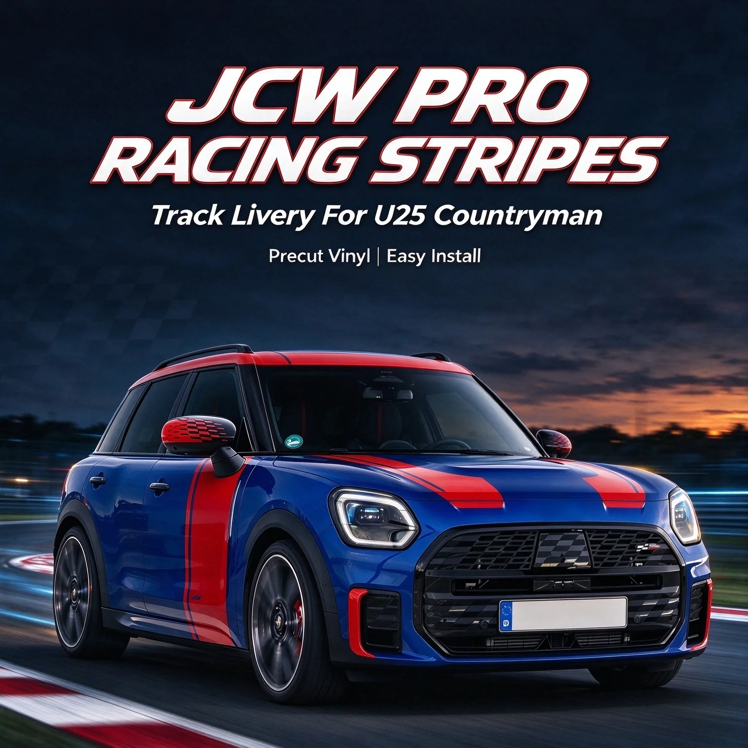 Bonnet & Side Body Graphic Decal Kit Racing Stripe Sticker For Mini Countryaman U25 2024 2025 2026