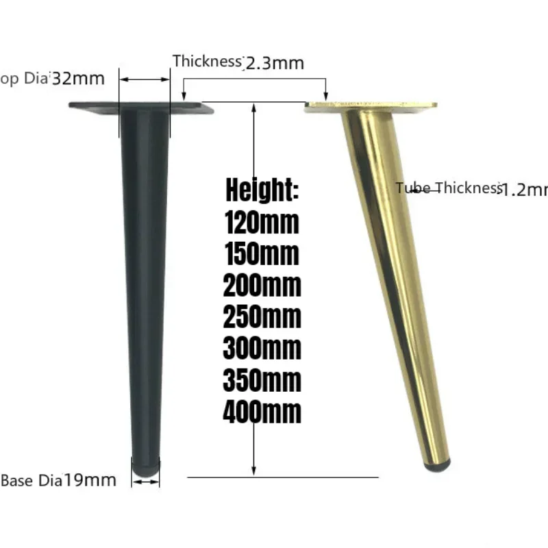 4/1PCS Metal Furniture Legs Black/Gold Oblique Straight for TV Cabinet Counter Foot Chair Sofa Tea Coffee Table Foot with Screws