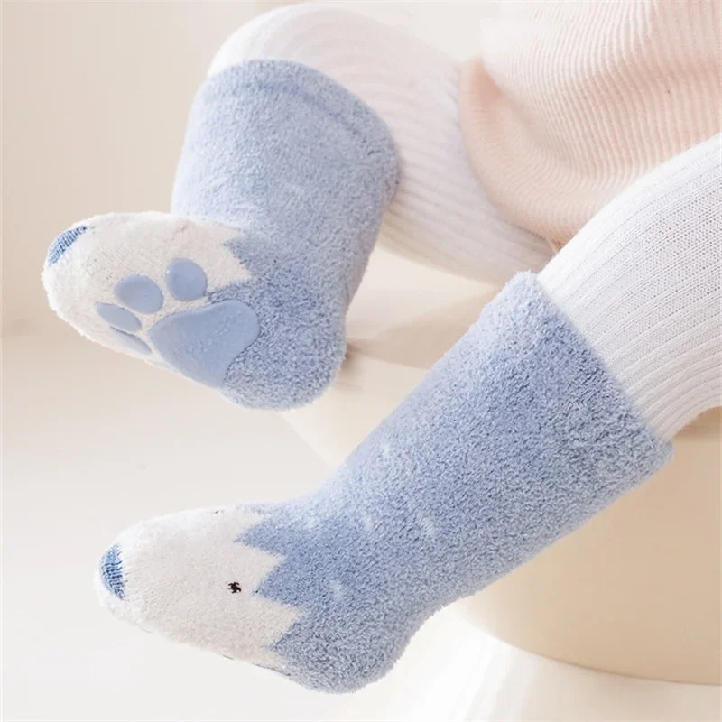 Winter Newborn Baby Girl Boy Socks Anti Slip Coral Fleece Toddler Socks For Girls Boys Thick Warm Infant Baby Sock 0-3Y