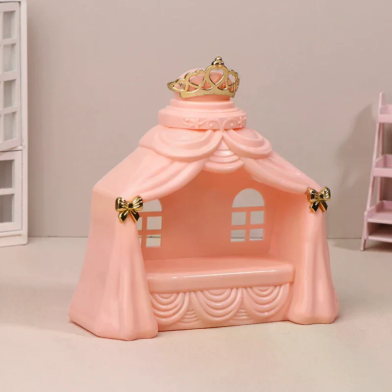 1/12 Dollhouse Mini Princess Bed Model Dollhouse Bedroom Furniture Decoration Dolls House Accessories Pretend Play Toys