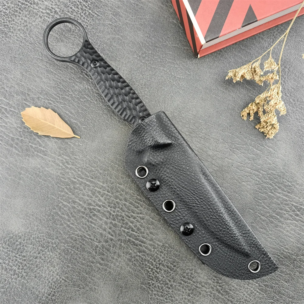 TOOR Hunter Straight Knife 8Cr13Mov Black Stonewashed Fixed Blade G10 Handle with Kydex Sheath EDC Men\'s Outdoor Tactical Knife