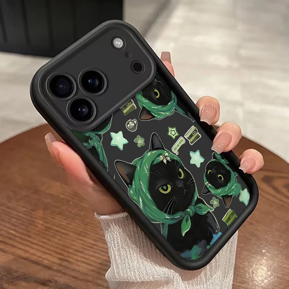 Grüne Kopftuch-Katzen-Handyhülle mit Trageband für iPhone 12 13 14 15 16 17 Pro Max 15 14 13 Plus 17E Stoßfeste Matte Silikonhülle – Detail 6