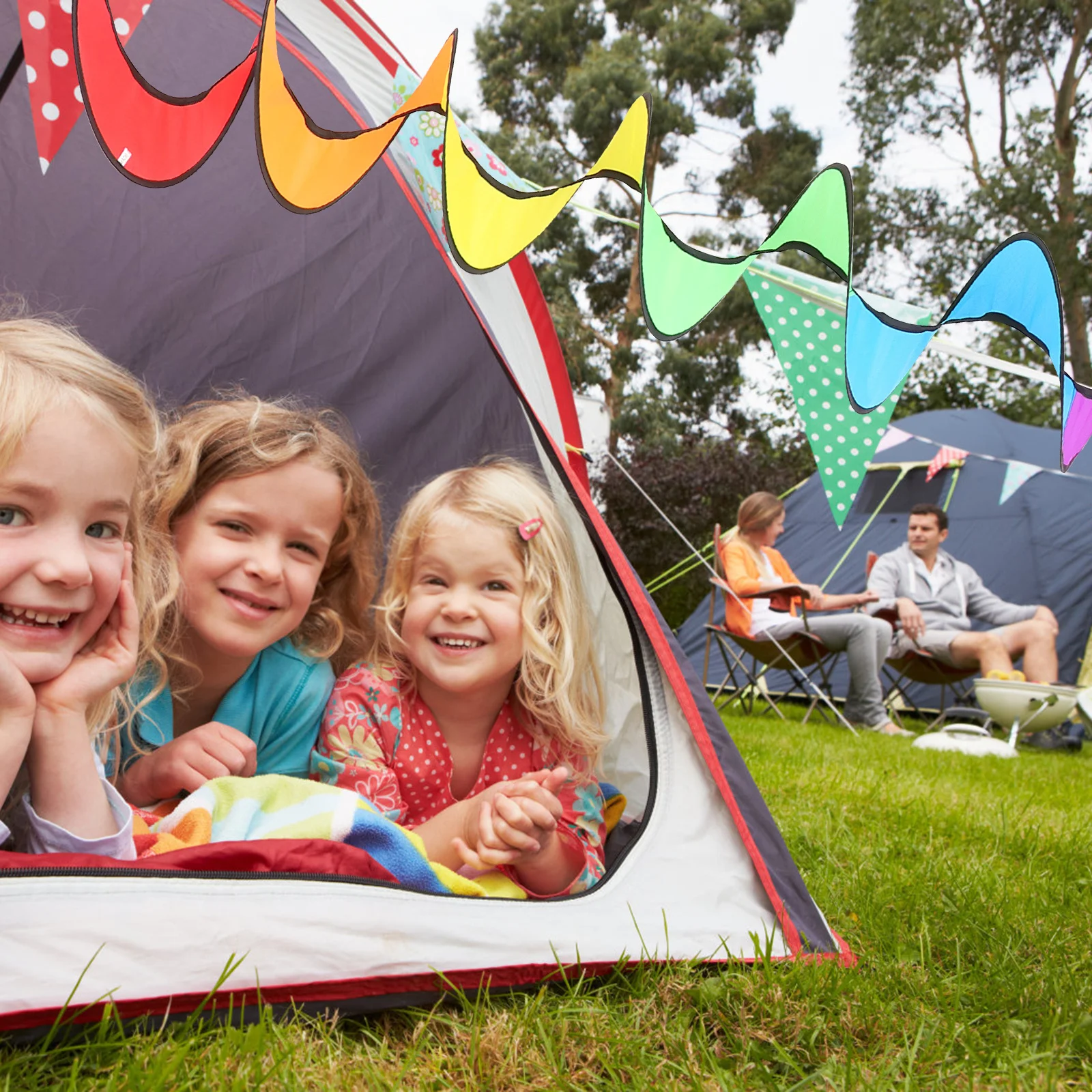 

3Pcs Spiral Rainbow Wind Spinner Foldable Portable for Camping Picnic Tent Garden Lawn Decoration Wind Hanging