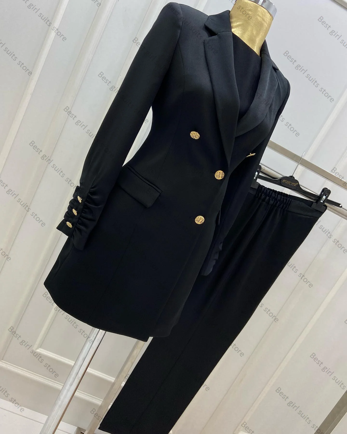 Conjunto de traje de 2 piezas para mujer, Blazer y pantalones con cintura elástica, esmoquin Formal de oficina, chaqueta a medida para boda