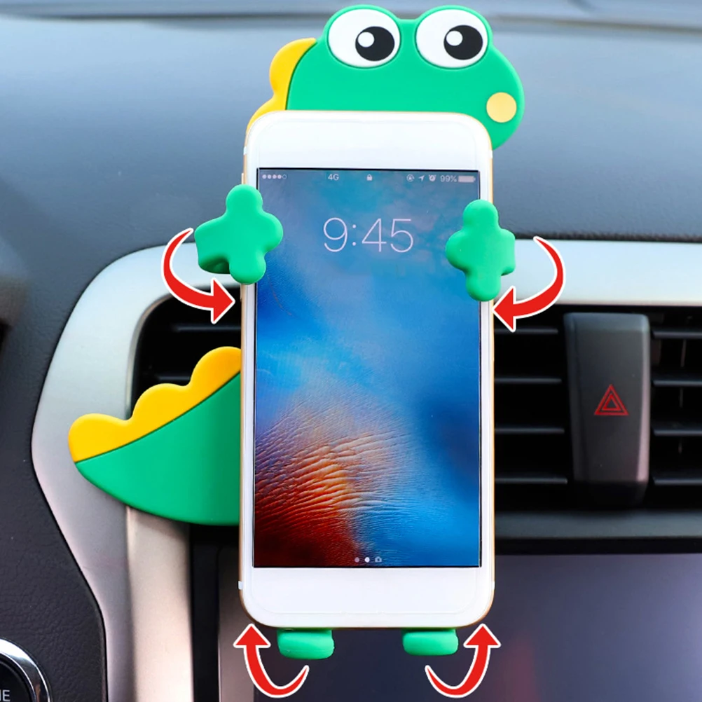 

Car Air Vent Phone Holder Universal Cartoon Dinosaur Design Easy Install Cell Mount Wind Outlet Bracket Smart Phone Navigator