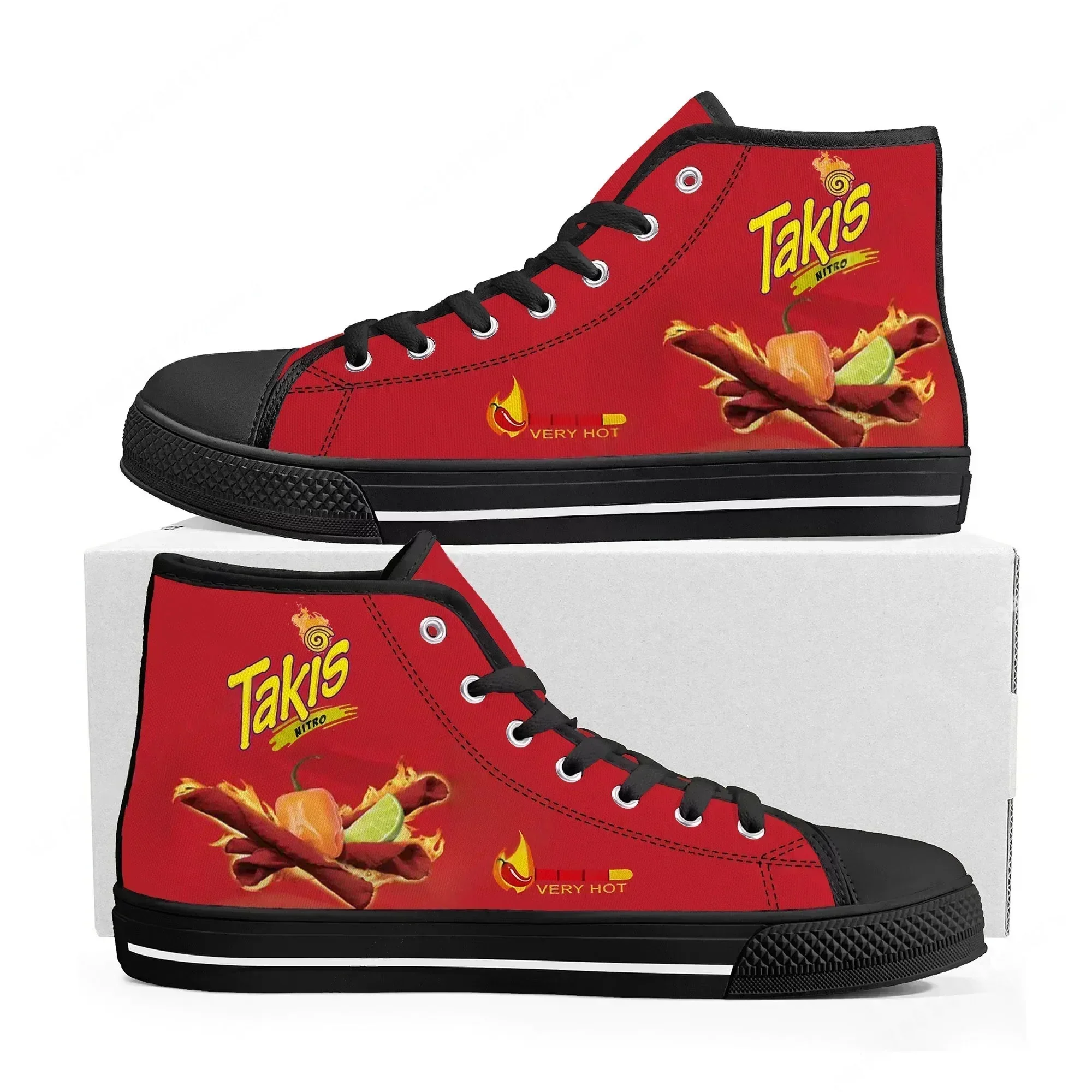 Zapatillas de lona personalizadas con diseño divertido de Takis, estilo casual con cordones para hombre y mujer