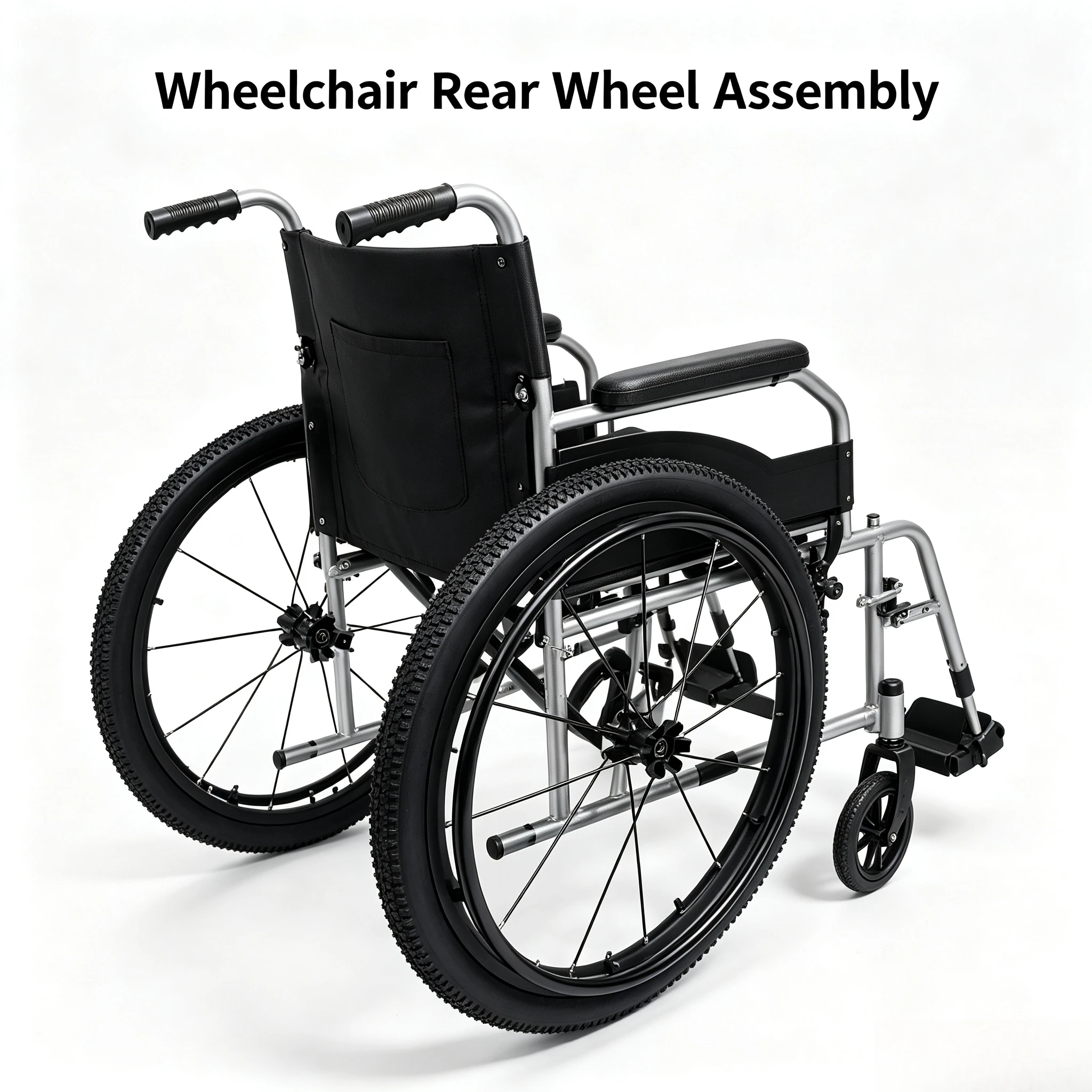 24 Inch Shock Absorbing Pneumatic Rear Wheels for Sports Wheelchair, Universal Large Off-Road Replacement Wheel Set Including