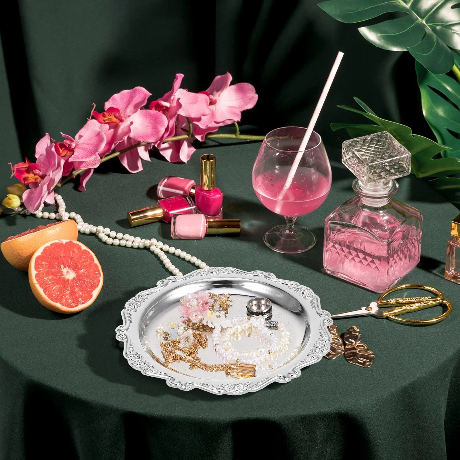 

Iron Dessert Tray Smooth Refined Surface Serving Platter for Banquet Home Dinner Coffee Table Decor Snacks Fruit Dish