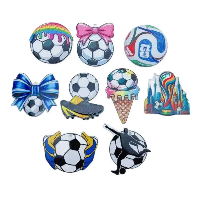 

Новейшие акриловые бусины 2026 года, 50 шт./лот, с цветным принтом в виде мультяшных футбольных мячей, для рукоделия, украшений, одежды и аксессуаров для волос