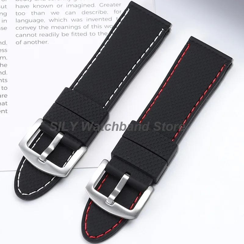20mm 22mm 24mm Ersatz-Silikon-Uhrenarmbänder Gummi-Armbänder Wasserdichte Armbänder Universelle Armbänder mit Dicken Nähten