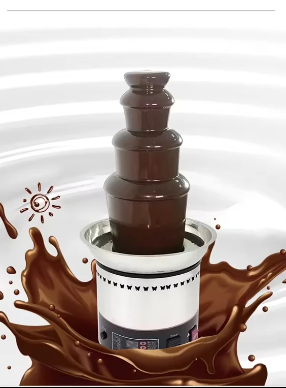 Commercial 4 5 6-Layer Manual Chocolate Fountain Machine Spray Tower For Buffet Fire Boiler In Restaurants Digital Display Panel