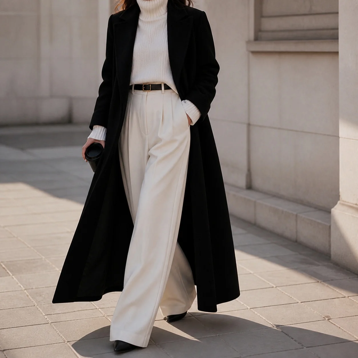 3D Pattern Long Coat Long Skirt Elegant Commute with Full Skirt Ol Commute Midi Waist Three Button Closure Patchwork Women Coat