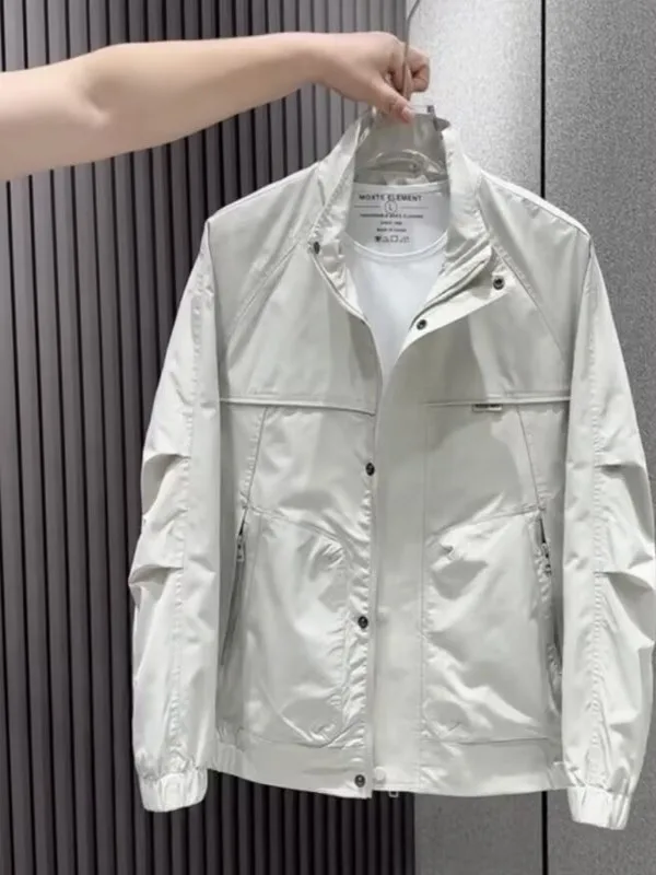 

Spring 2025 Men's Casual Outdoor Faion Jaet Stand Collar Loose Fit Stereo Tailoring Structure Sle Polyester Fiber