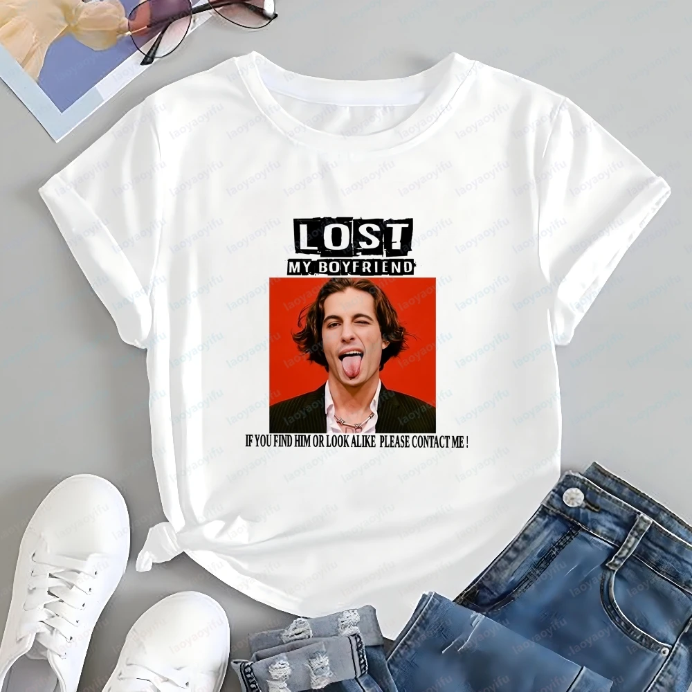 New Style Tops and T-shirts: Damiano David Trendy Short-sleeved Shirts Suitable for Both Men and Women. Patterned T-shirts.