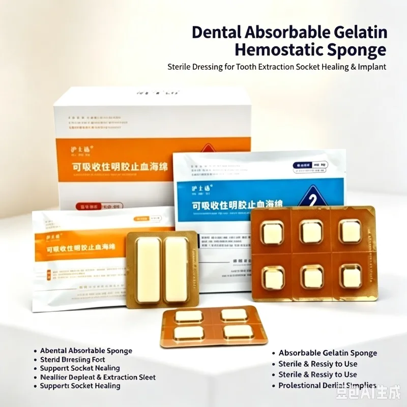 Dental Absorbable Gelatin Hemostatic Sponge Sterile Dressing for Tooth Extraction Socket Healing & Implant