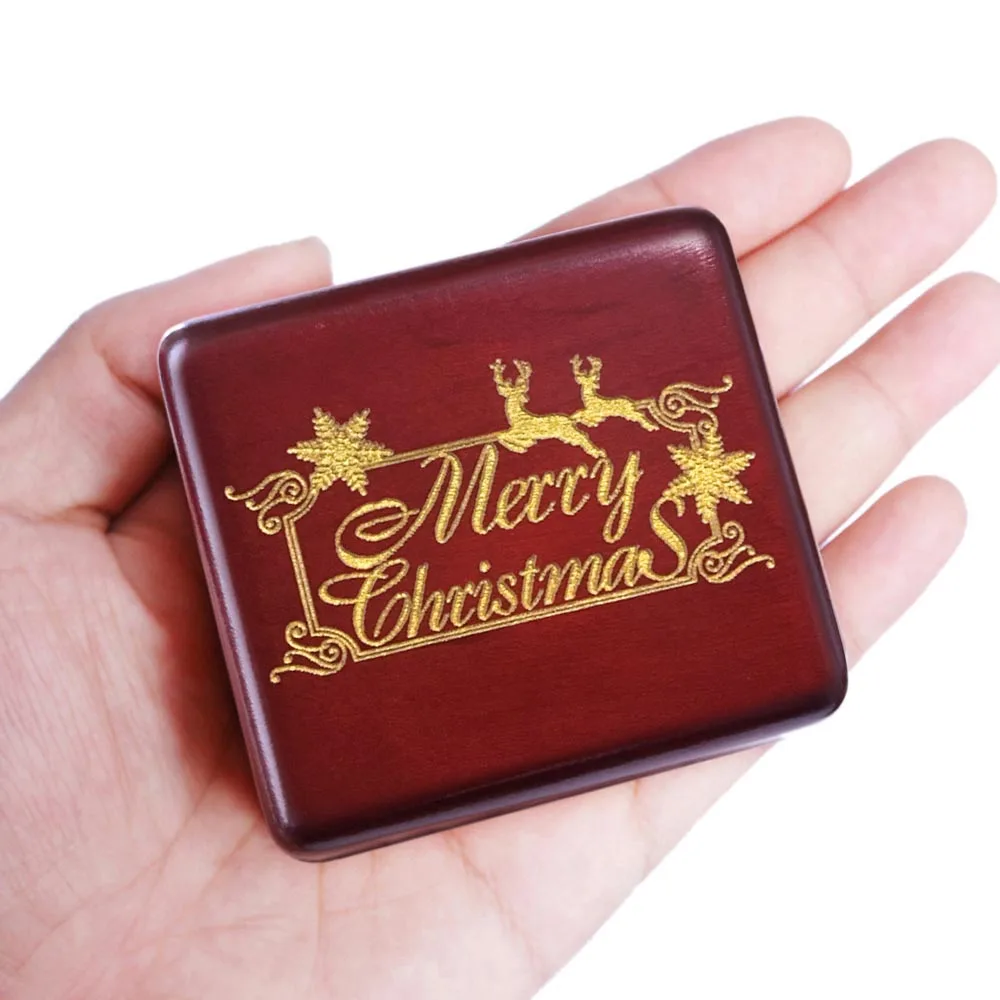 ROSIKING Handmade Wooden Merry Christmas Music Box Birthday Gift  For Frends Girl and Children Birthday Gift