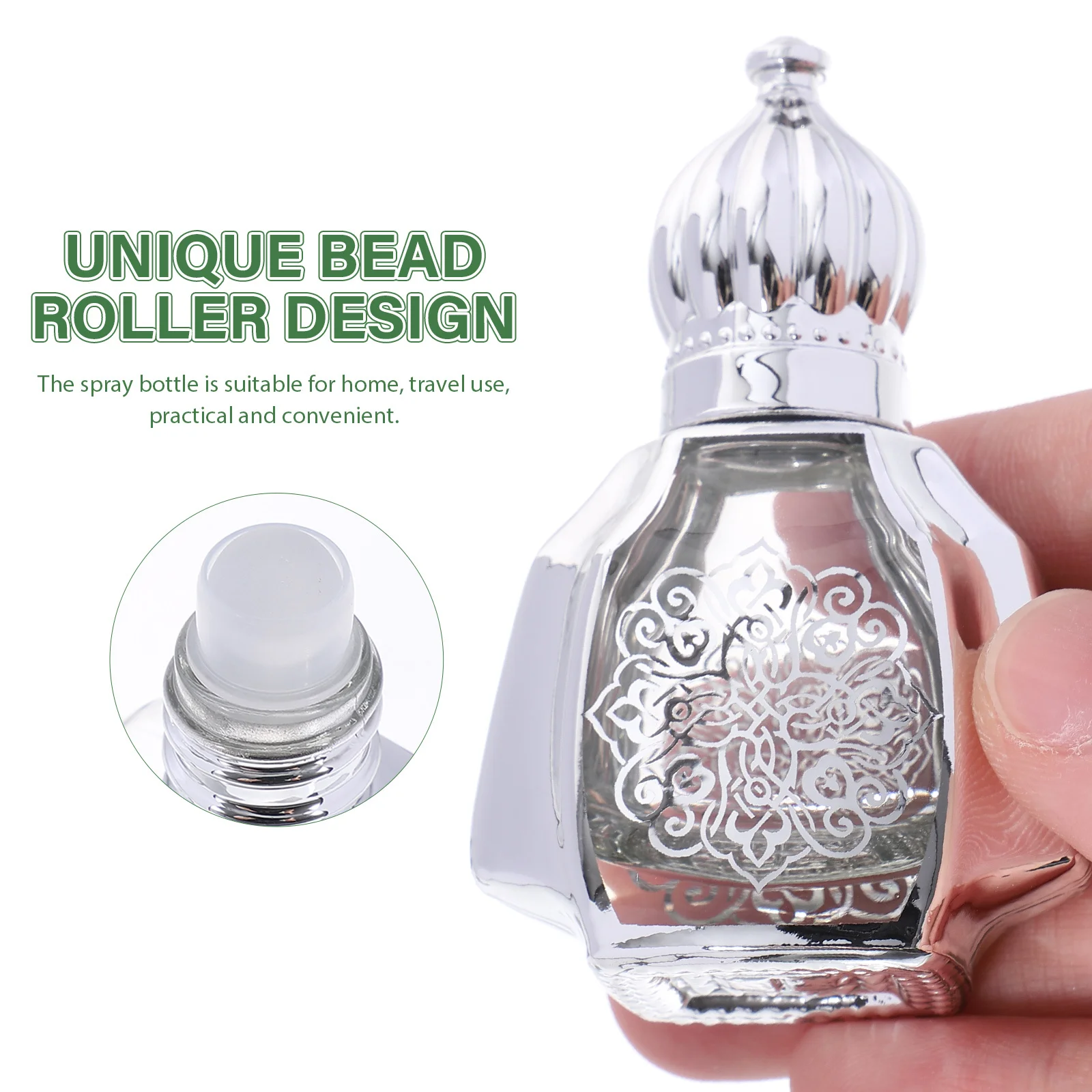 2Pcs Portable Roll on Bottles Empty Perfume Essential Oil Leakproof Travel Roller Bottles Multi-Function Aroma Bottle