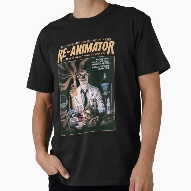 Re Animator 1985 Retro zombie horror movie Scary Halloween Gift T shirt for men Large size Tops printed clothes