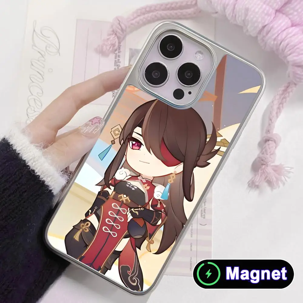 

Game GI Beidou Silver Plating Magsafe Mobile Phone Case for iPhone 17 16 15 14 13 12 11 Air Pro Max Plus Colorful Cover