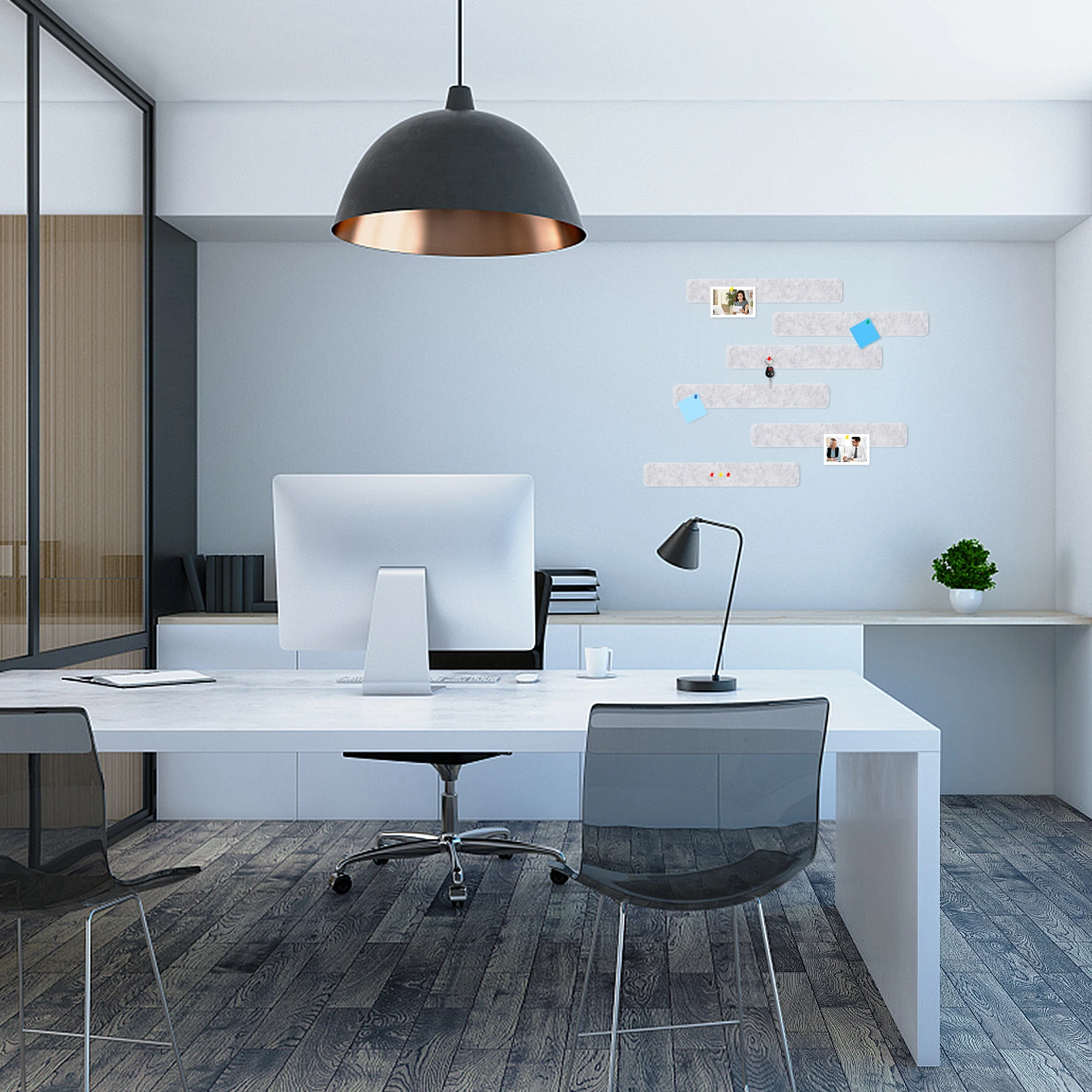 

8 pcs Bulletin Adhesive Wall Memo For Notes Photos Bulletin Board Felt Strips Display Cork Board Strips Organizer