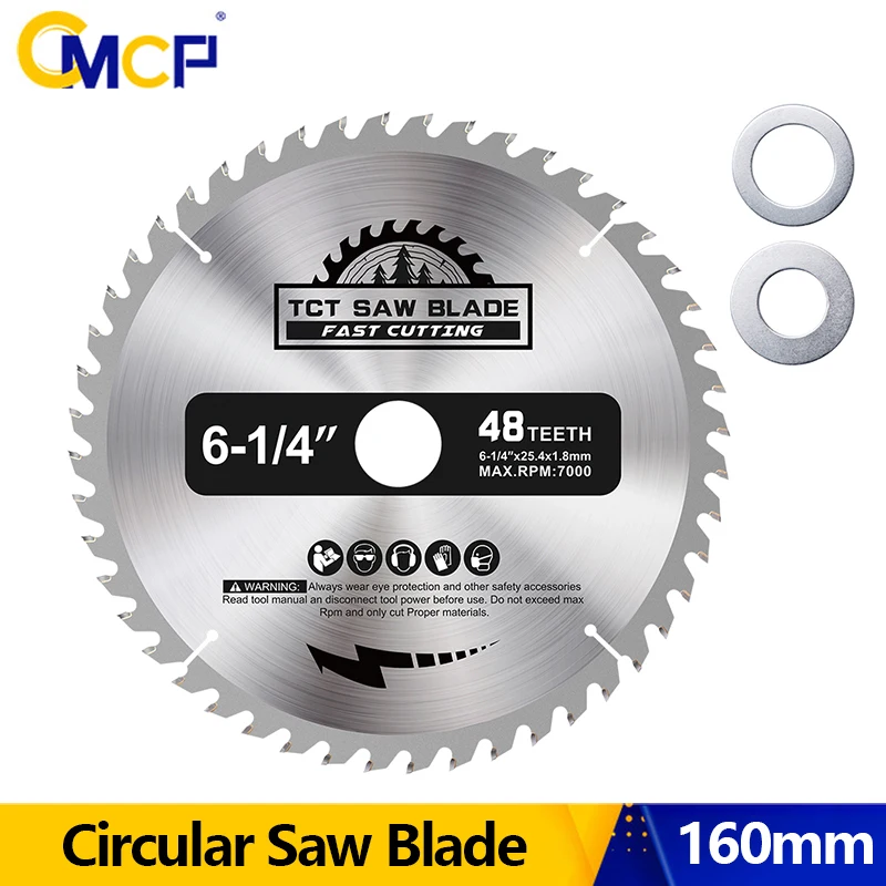 CMCP 1PC 160mm TCT Hartmetall Kreissäge Klinge 6-1/4 zoll 48T Holz Trennscheibe holzbearbeitung Sägeblatt Für Holz Kunststoff