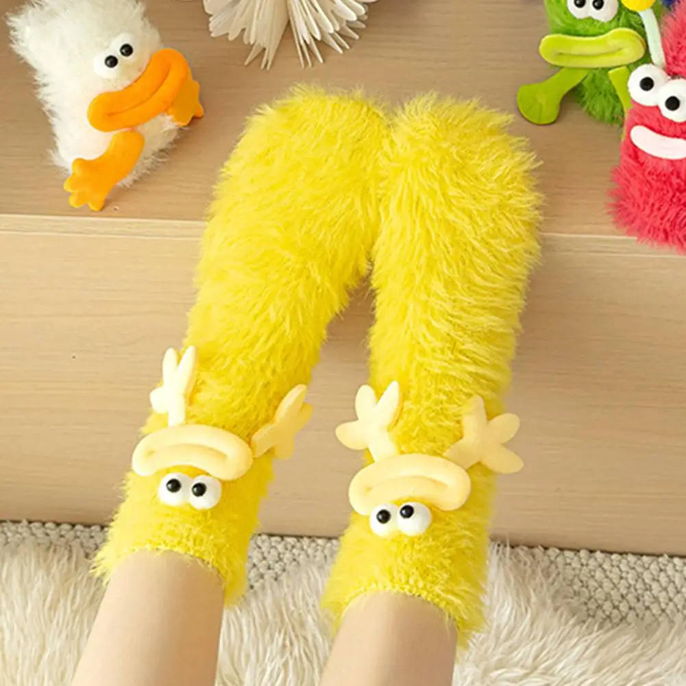 หนา WARM Mink ถุงเท้าผู้หญิงฤดูใบไม้ร่วงฤดูหนาว Plush กลางลูกวัวถุงเท้านอน COZY รองเท้าน่ารักถุงเท้าชั้นฤดูหนาวถุงเท้า E0Q6
