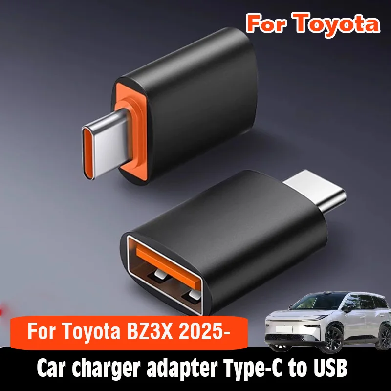 For Toyota BZ3X 2025 2026 Type-C to USB connector Car charging converter Charging line converter Modification Auto Parts