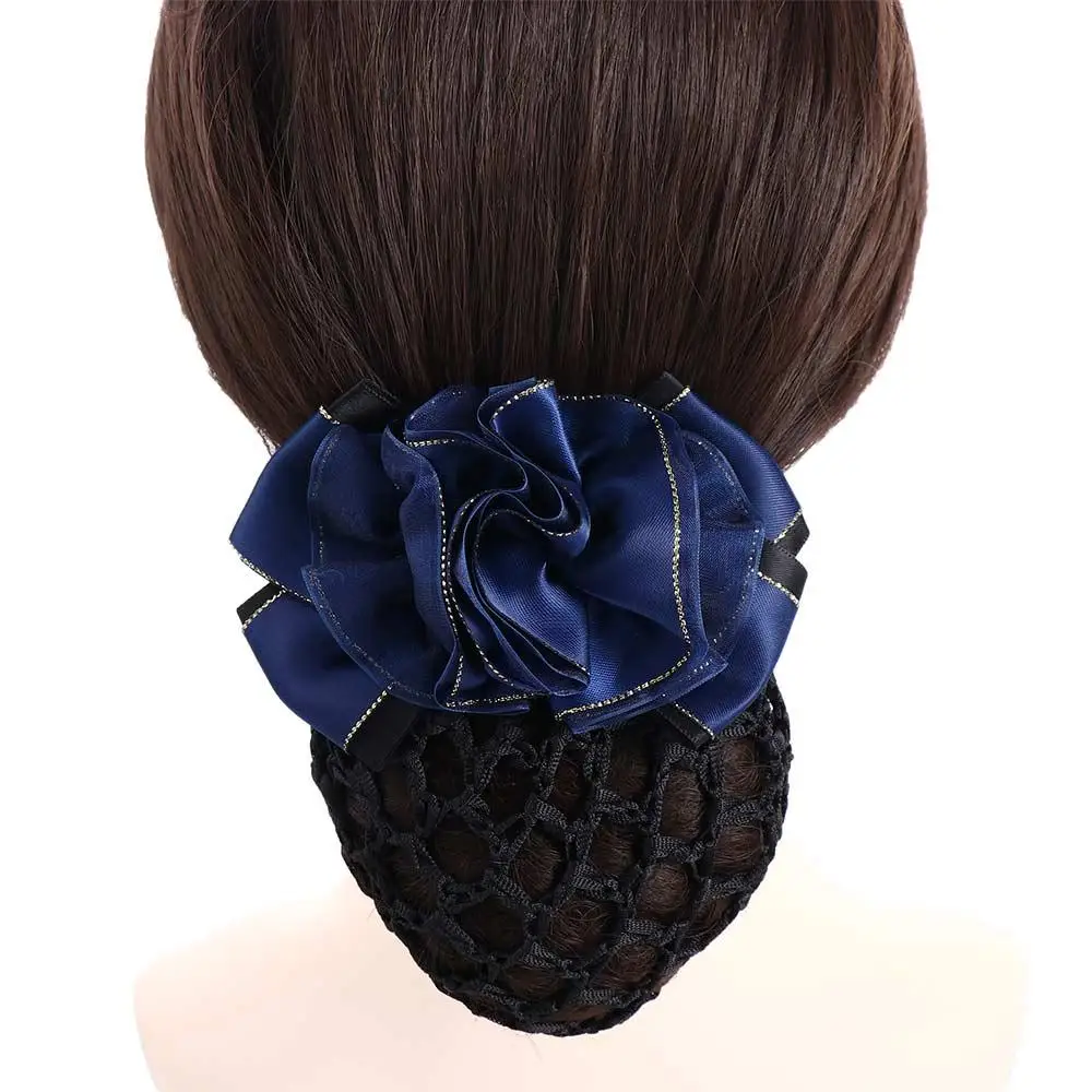 Sweet Hair Accessories Hotel Headwear For Girls Female Korean Bun Snood Ponytail Clip Hairgrips Cover Net Floral Spring Clip