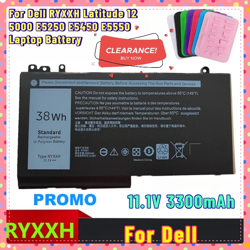 

New 11.1V 3300mAh Suitable for Dell RYXXH Latitude 12 5000 E5250 E5450 E5550 Laptop Battery