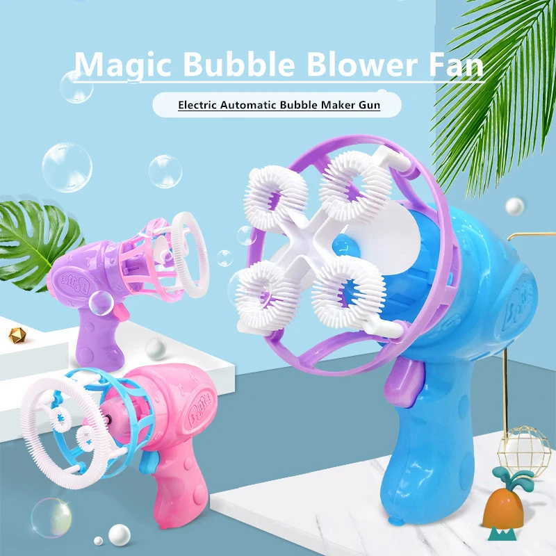 Elektrische Bubble Gun Kinderen Fan Zeepbellen Pistolen Bubble In Bubble Maker Machine Blazen Speelgoed Voor Jongens Meisjes Buitenspellen