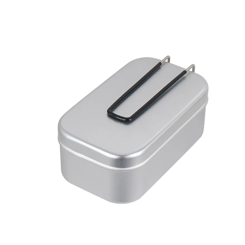 

Camping Aluminum Lunch Box Outdoor Mountaineering Lightweight 800ML Portable Folding Handle Picnic Steamed Vegetable Lunch Box
