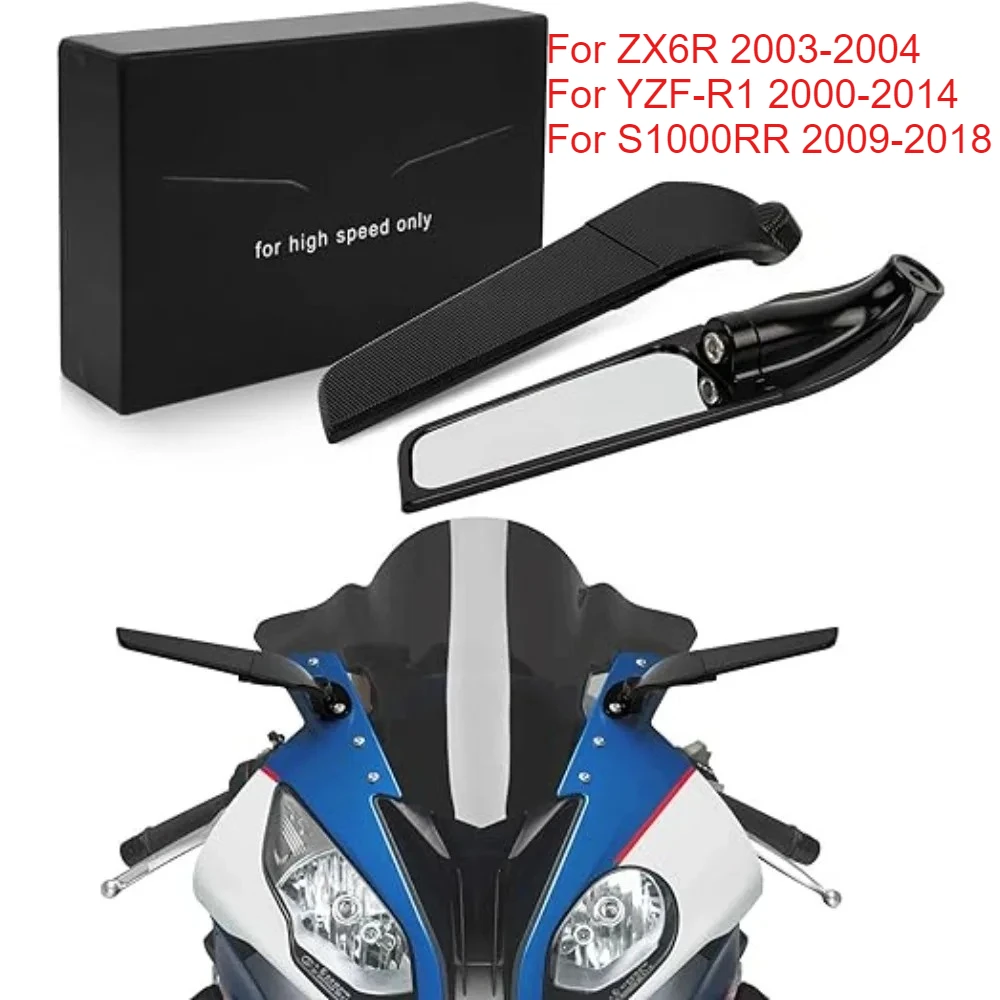 Motorradspiegel Windflügel verstellbarer drehbarer Rückspiegel für Kawasaki ZX6R 2003–2004 YZF-R1 2000–2014 S1000RR 2009–2018