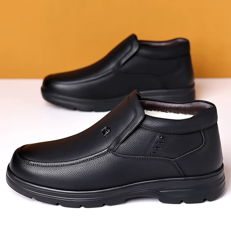 Stivali da uomo slip on stivaletti in pelle retrò britannici stivali Chelsea Casual scarpe in cotone con plateau antiscivolo per uomo Botas Hombre