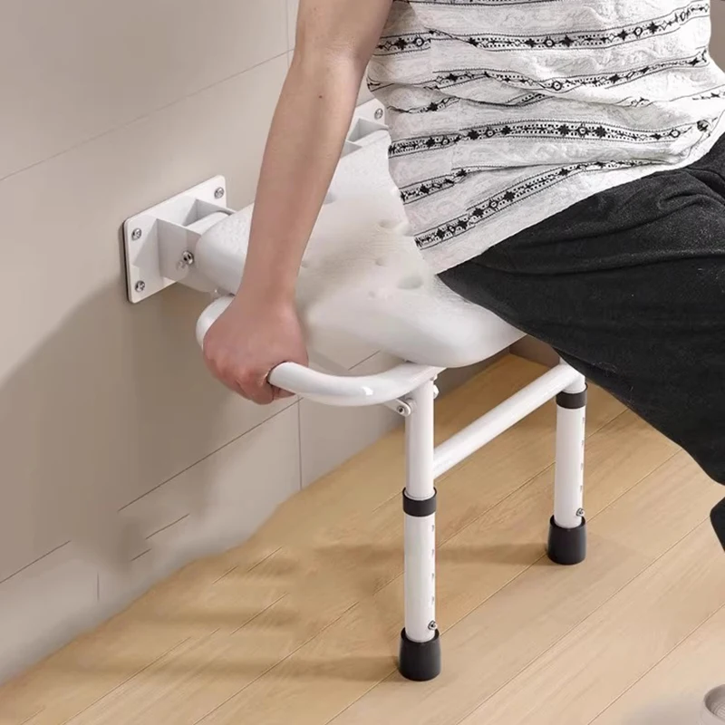 Kursi Kamar Mandi Terpasang Di Dinding Pancuran Kaki Lipat Bangku Nordik Hemat Tempat Tua untuk Penyandang Cacat Furnitur Trendi Tabouret Tua