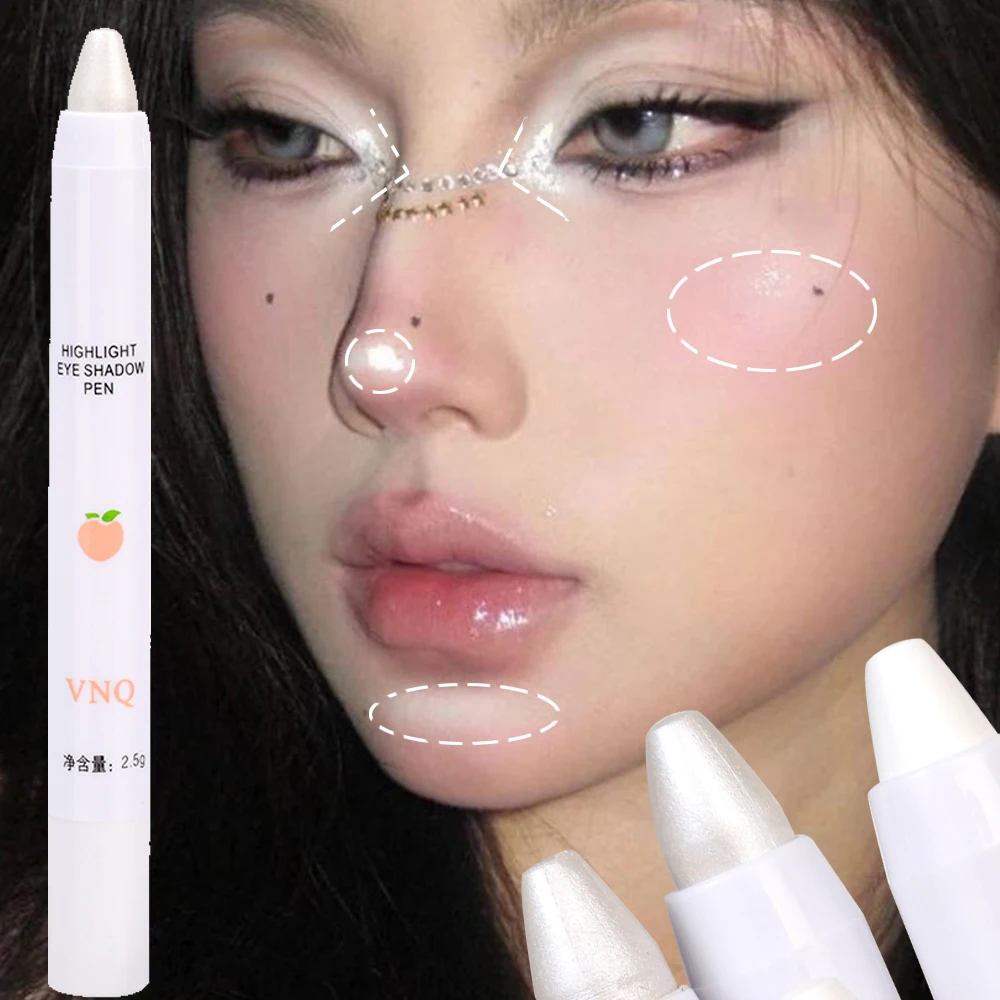 Matte White Eyeshadow Pencil White Sliver Diamond Brighten Lying Silkworm Eye Shadow Stick Waterproof Lasting Facial Makeup Tool