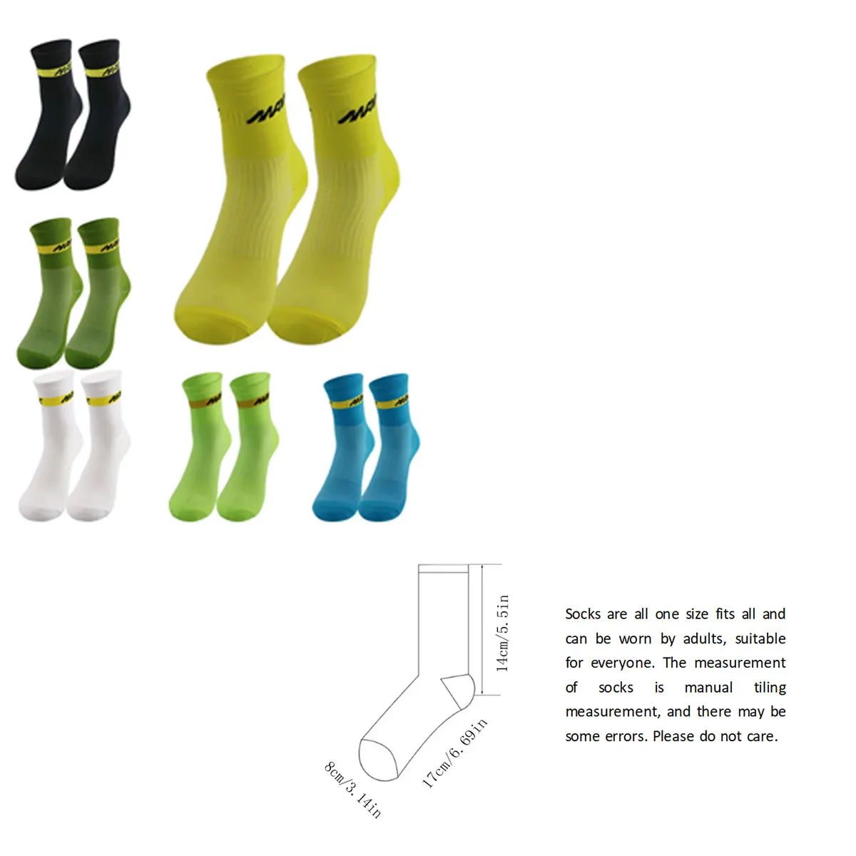 6 pairs of combination mixed football socks with anti slip tape adhesive, the favorite socks of athletes